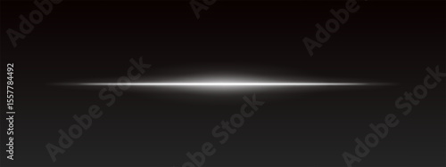 White horizontal light beam on dark gradient background. Sharp glowing line with soft edges creates sci-fi effect.