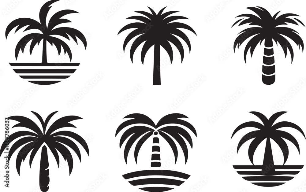 Fototapeta premium palm trees silhouettes vector