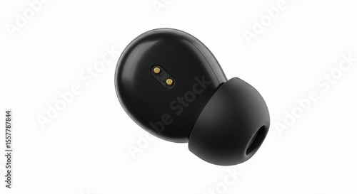 Close-up of Modern Wireless Earbuds in Matte Black