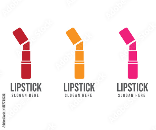 Set of lipstick logo design, woman makeup lipstick logo