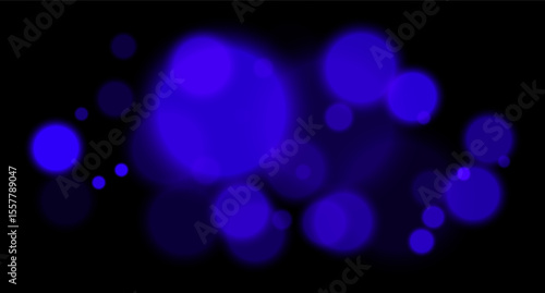 Blue glowing bokeh with layered circle particles and blur effect on black backdrop. Creates a dramatic, energetic visual for digital compositions.
