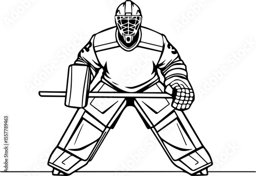 Ice Hockey Goalie in Front of Net

