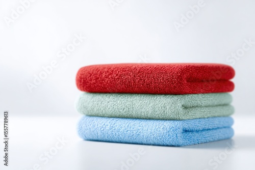 Minimalist Folded Towels on White Surface