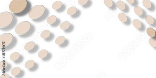 White medicine pills and capsules, isolated on a white background, illustrate a healthy healthcare or pharmacy concept
