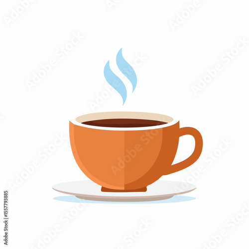 Coffee Cup with Steam on a White Background