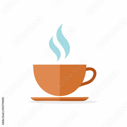 Coffee Cup with Steam on a White Background