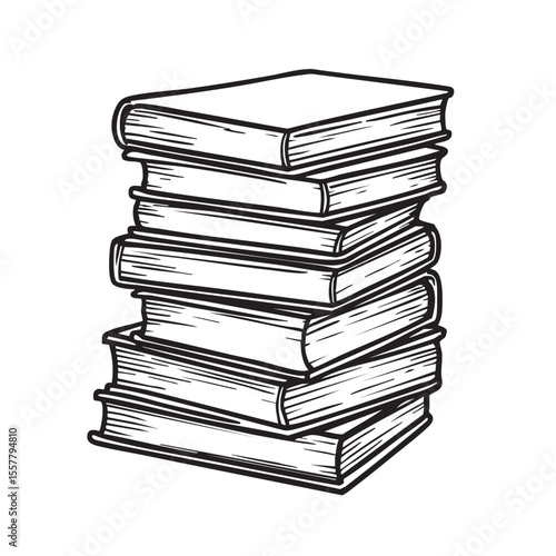 Stack of books drawing concept for learning resource