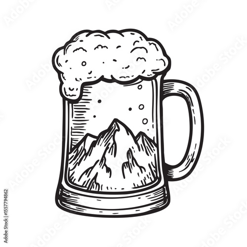 Beer mountain adventure concept for bar or pub