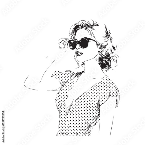 Pinup girl in sunglasses graphic novel style illustration