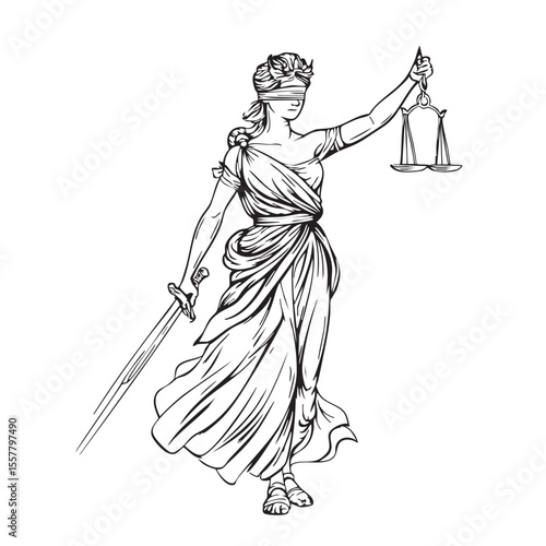 Lady Justice holding scales and sword symbol