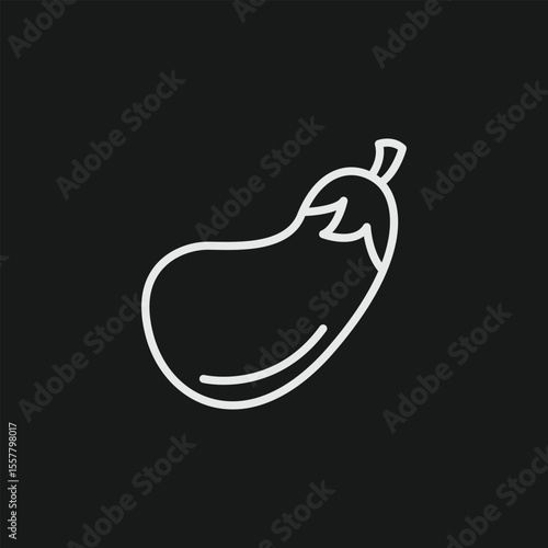 Fresh Eggplant Aubergine Icon for Moussaka and Baba Ghanoush Vegetable Recipes