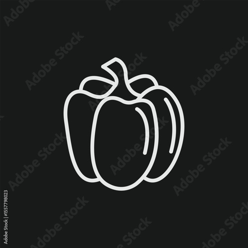 Fresh Bell Pepper Capsicum Icon for Salads, Stuffed Vegetable Recipes, and Healthy Cooking