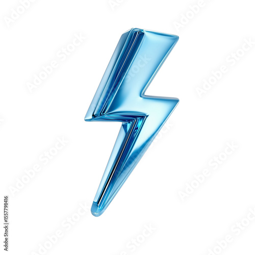3d lightning bolt icon isolated on transparent white background