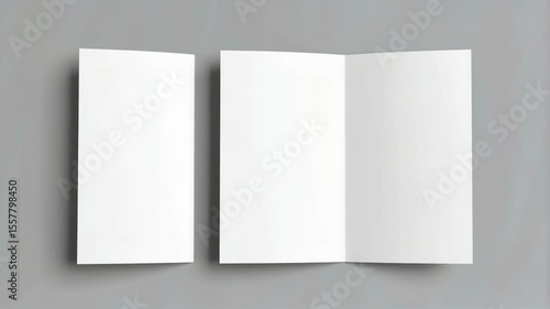 Two Blank White Trifold Brochures Mockups Displayed on Gray Surface Ready for Custom Design