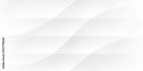 Abstract white background, wave pattern with gray lines vector. Light grey geometric curved design, modern gradient graphic. Elegant clean paper soft wavy shape, 3d bright wallpaper shadow texture bg