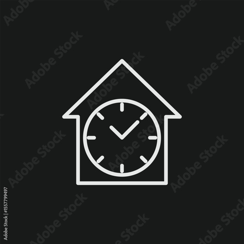 Home Time and Real Estate Clock Icon for Work-From-Home Schedules and Property Management