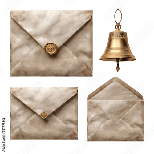 Set of old, blank vintage envelopes and postcards, perfect for mail, letter, or any postal communication concept