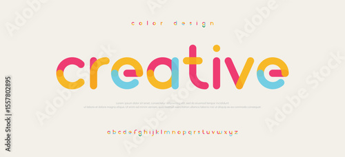 Modern creative minimal abstract digital colorful alphabet font design template set. Minimal Fashionable technology typography, Creative urban sport fashion futuristic font design. vector illustration