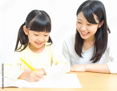 Mother teaching her child 子供に勉強を教える母 4