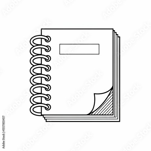 White Spiral Bound Notebook with Blank Pages, Clean Cover, and Slightly Turned Corner for Creative Sketching or Note Taking in Office or School Environment