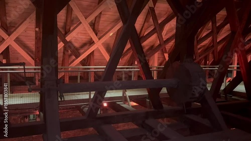 Ancient Church Attic with Wooden Beam Structure