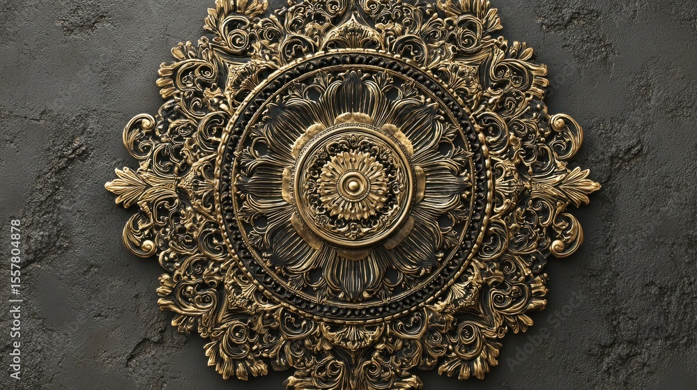 gold ornament on a wall gold ornament on a wall
