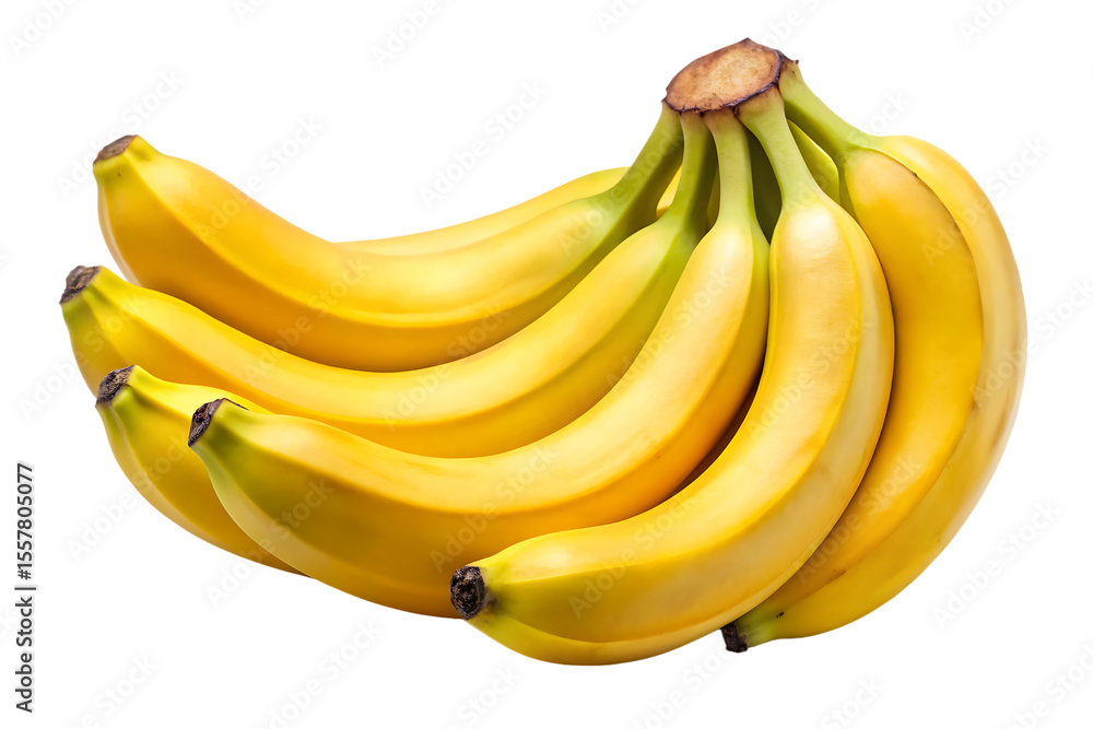 Bunch of ripe yellow bananas with green stems on a black background isolated on a transparent background 3 Bunch of ripe yellow bananas with green stems on a black background isolated on a transparent background 3