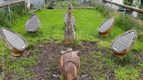 Benches with Solar Panels in the Park