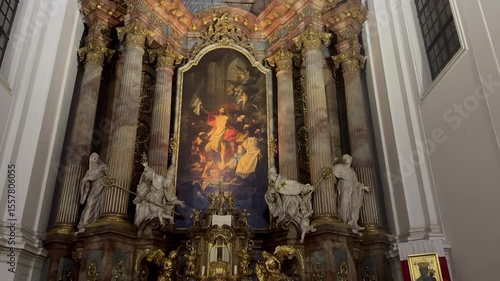 Baroque Altar with Dramatic Fire Painting