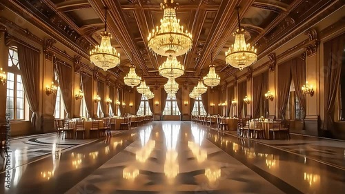 Wallpaper Mural Elegant ballroom illuminated with chandeliers, creating a beautiful setting for a wedding or formal event Torontodigital.ca