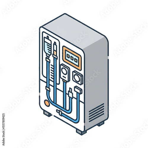 Dialysis machine used for kidney treatment and blood filtration.