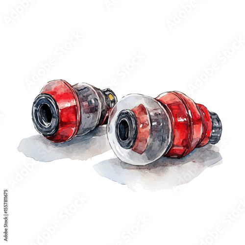 Industrial Earplugs, watercolor painting vector, isolated on a white background.