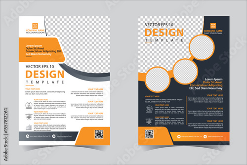 Orange and Black business annual report brochure flyer design template vector, Leaflet cover presentation abstract geometric background, modern publication poster magazine, layout in A4 size