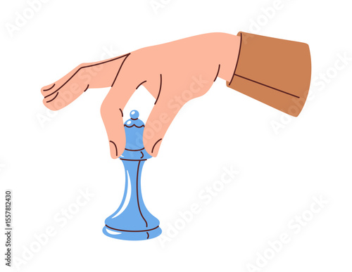Person hand moving chess piece