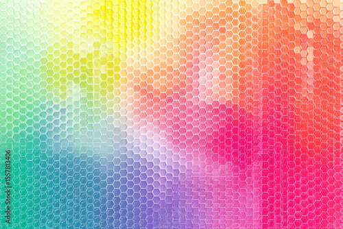 Colorful hexagon pattern blending vibrant hues creating an abstract art piece