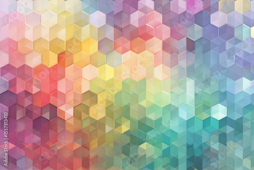 Wallpaper Mural Colorful hexagonal pattern displaying a vibrant gradient of pastel shades in a modern abstract style Torontodigital.ca