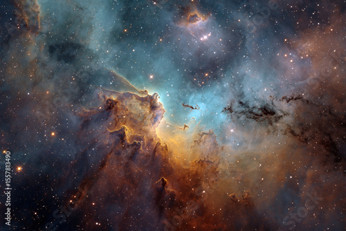 Vibrant cosmic nebula showcasing stellar nurseries and interstellar dust in the depths of space
