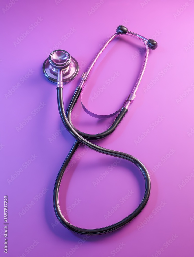 A stethoscope on purple background for medical or health background A stethoscope on purple background for medical or health background
