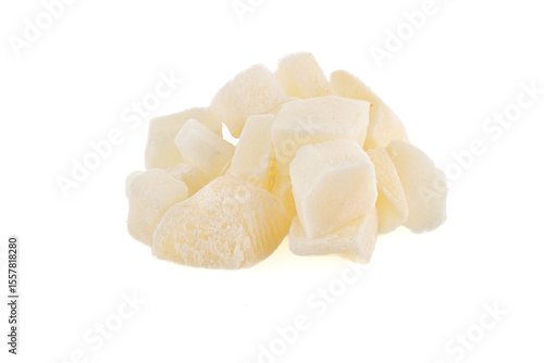 Wallpaper Mural Diced cubed coconut, isolated on white background. Sweet dried cubes of coconut. Close-up Torontodigital.ca