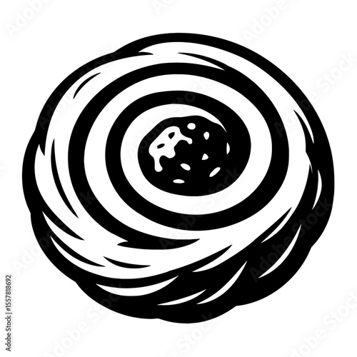 Delicious Black and White Spiral Danish Pastry Illustration with Glaze