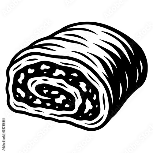 Black and White Vector Illustration of a Baklava Pastry - Middle Eastern Dessert