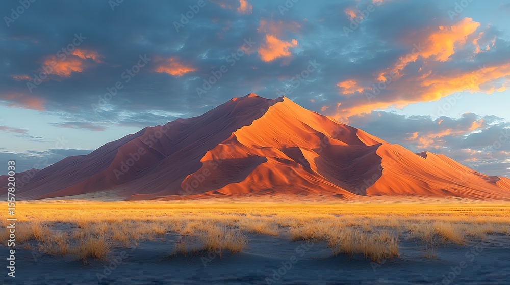 Naklejka premium Red mountain sunrise landscape