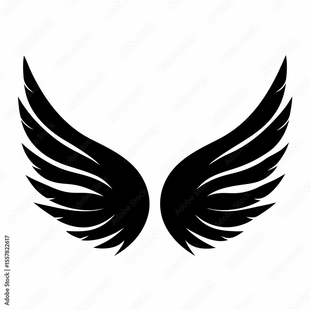 Obraz premium Black vector wings illustration with simple graphic design