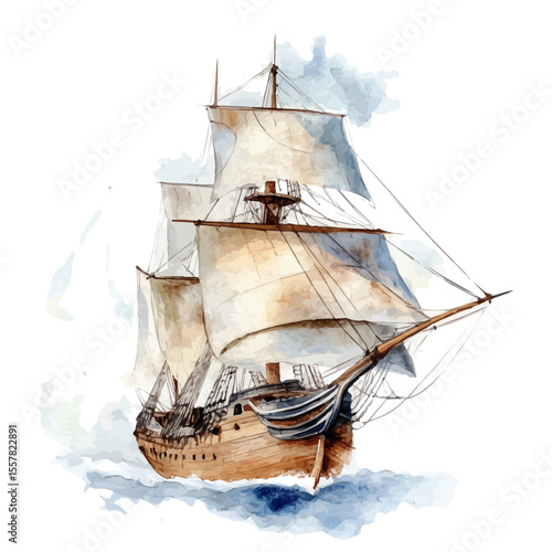 Historical Exhibitions, watercolor vector, isolated on a white background.