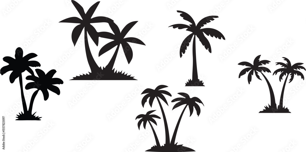 Collection of Silhouette Palm Trees Tropical Island Graphics Collection of Silhouette Palm Trees Tropical Island Graphics