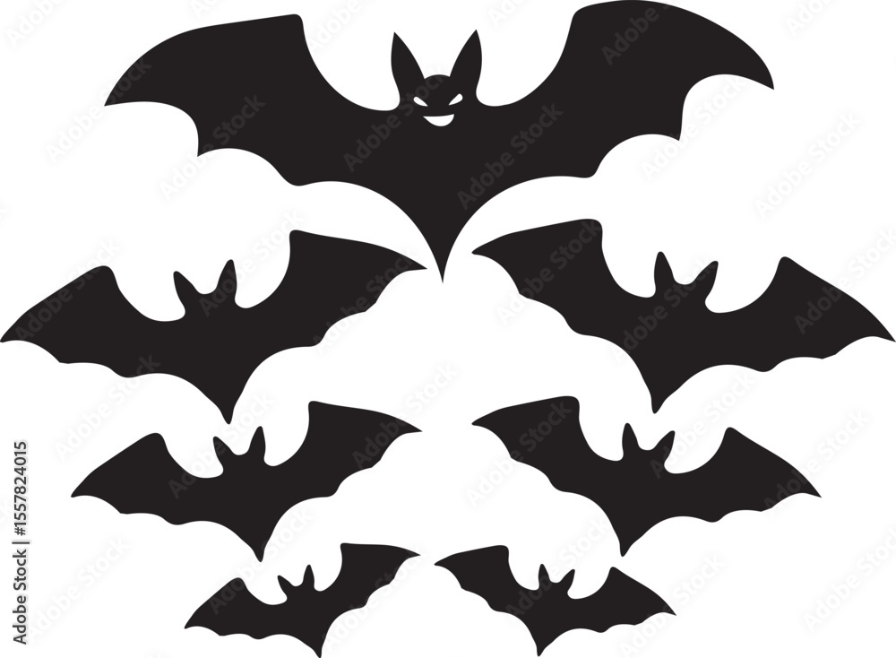 Silhouette Illustration of Bats Halloween Design Elements Silhouette Illustration of Bats Halloween Design Elements