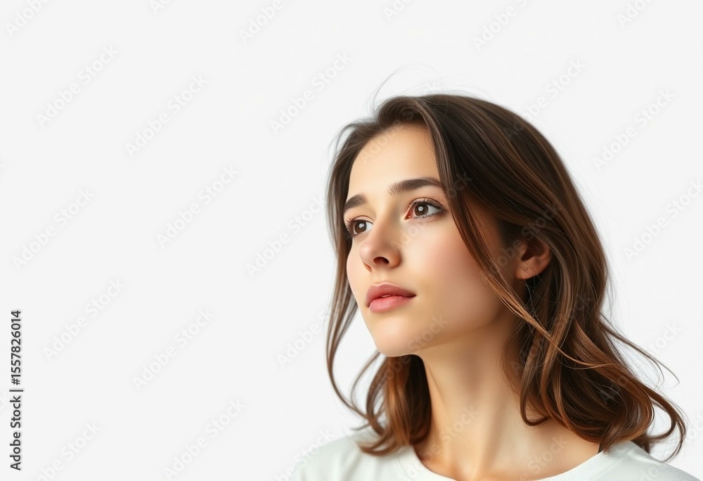 Half-length female portrait on white background Half-length female portrait on white background