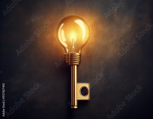key to success light bulb key illuminating solution on textured background