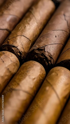 Wallpaper Mural Close-up of neatly arranged row of brown cigars in a box, showing wrapper details and tobacco filling. Torontodigital.ca