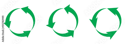 circle arrow icon set. circular arrow icon, refresh, reload, rotation. Green recycle vector icon symbol. Repeat and reload icons set and arrow rotation circle